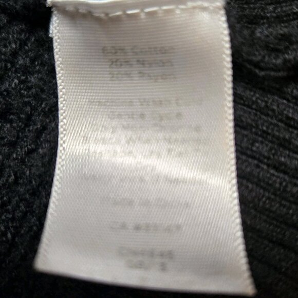 Talbots Petites Womens Open Front Cardigan Sweater Black Medium Cotton Open Knit - Picture 7 of 7